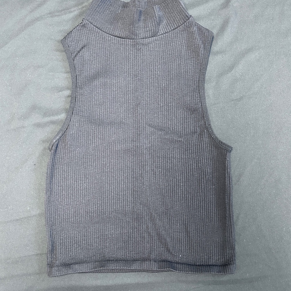 Black Sleeveless Ribbed Top